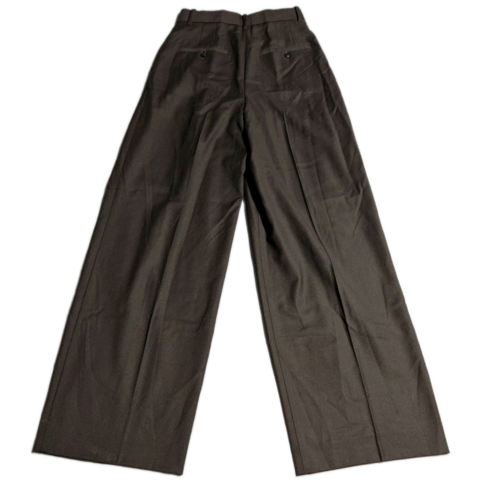 Theory Double Pleat Pants Womens 00 Cacao Brown Virgin Wool Wide Leg O0801202 - Picture 4 of 11